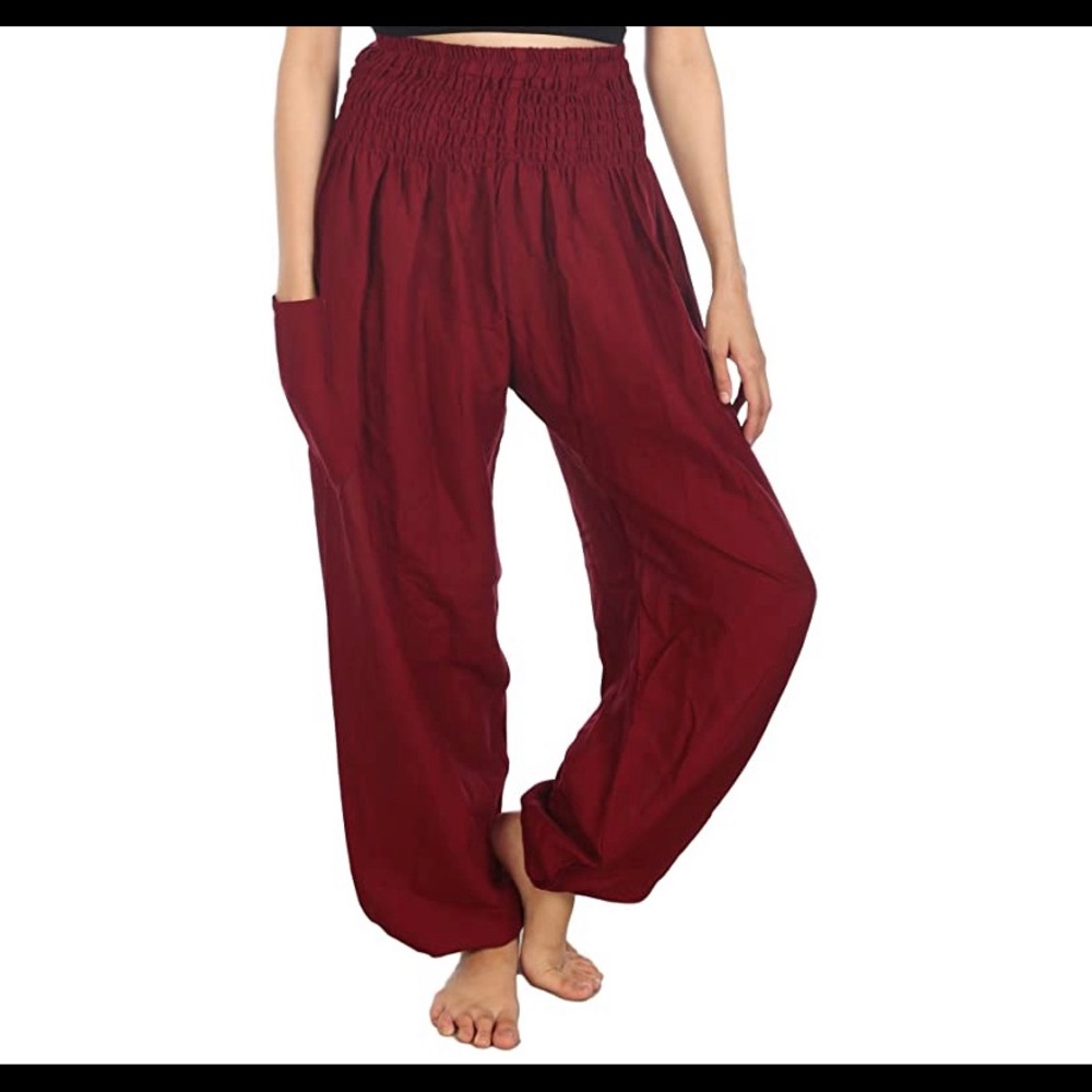 LOFBAZ | Women’s Boho Pants | Burgundy | S